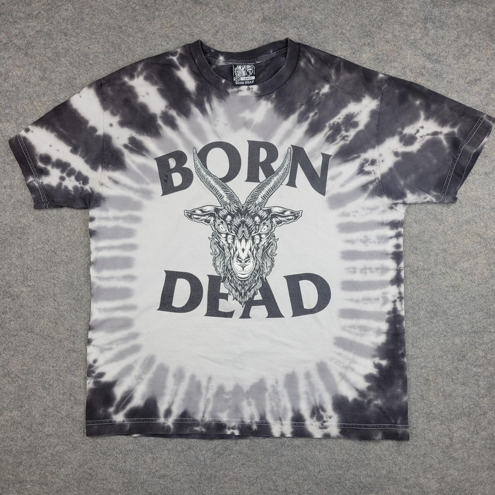 Born Dead Shirt Mens Large Black Tie Dye Goat Graphic Horror Gothic Tee